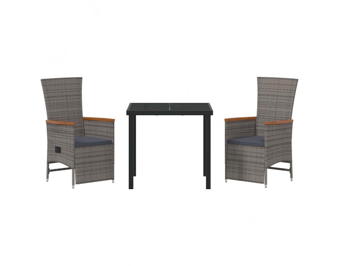 Sonata H 3 частен градински комплект за хранене с възглавници сиво полипропилен