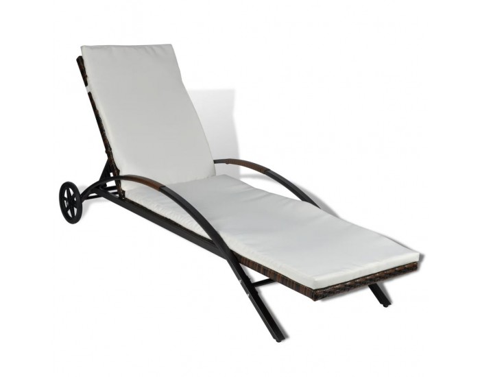 Sonata Шезлонг с шалте и колелца, кафяв полиратан -