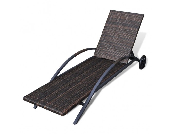 Sonata Шезлонг с шалте и колелца, кафяв полиратан -