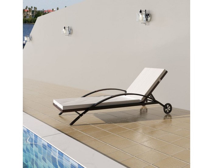 Sonata Шезлонг с шалте и колелца, кафяв полиратан -