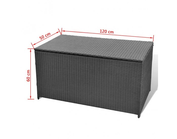 Sonata Градинска кутия за съхранение, черна, 120x50x60 см, полиратан -