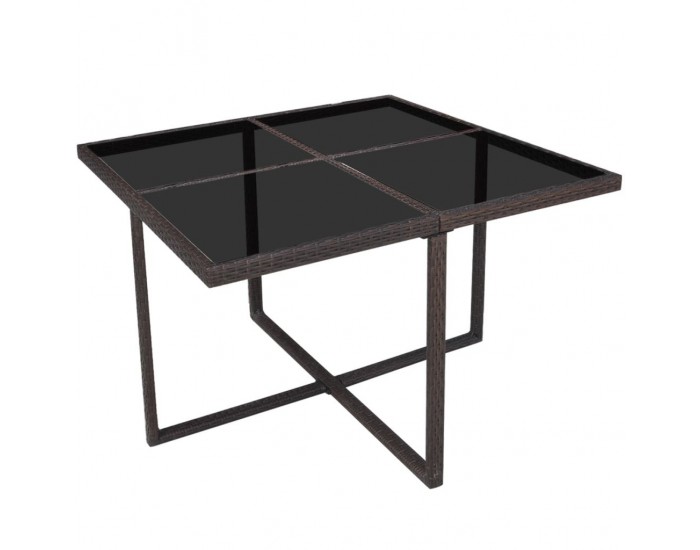 Sonata Градински комплект с възглавници, 9 части, кафяв полиратан -