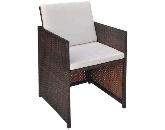 Sonata Градински комплект с възглавници, 9 части, кафяв полиратан -