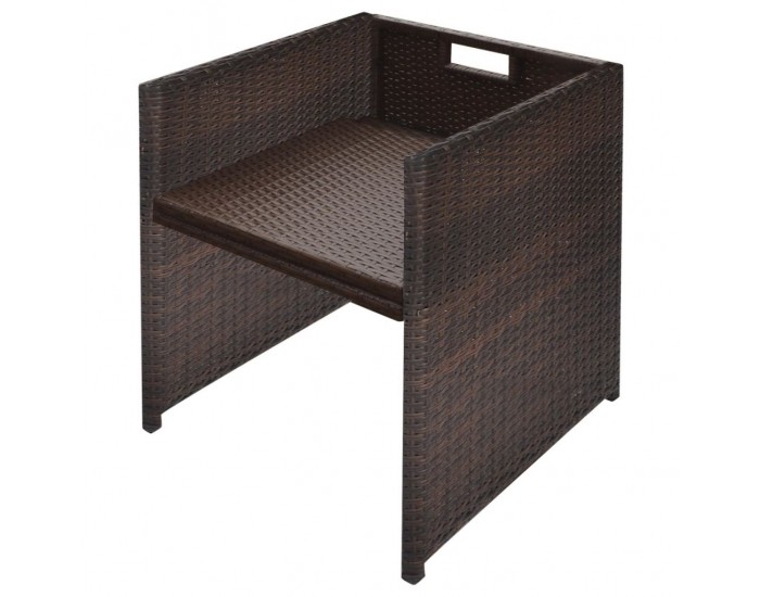 Sonata Градински комплект с възглавници, 9 части, кафяв полиратан -