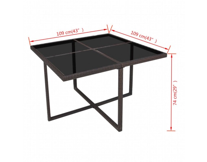 Sonata Градински комплект с възглавници, 9 части, кафяв полиратан -