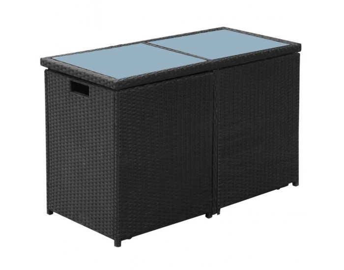 Sonata Бистро комплект, 3 части, с възглавници, черен полиратан -