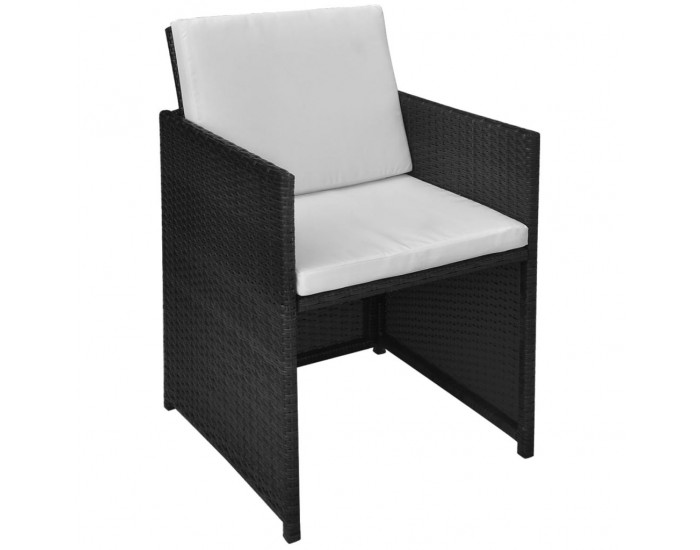 Sonata Бистро комплект, 3 части, с възглавници, черен полиратан -