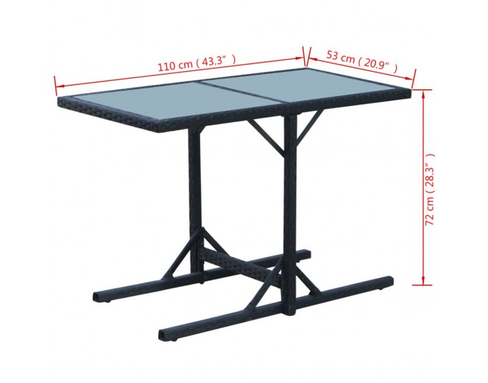 Sonata Бистро комплект, 3 части, с възглавници, черен полиратан -