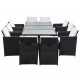 Sonata Градински комплект с възглавници, 11 части, черен полиратан -