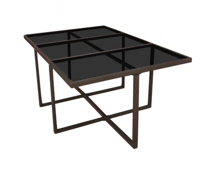 Sonata Градински комплект с възглавници, 11 части, кафяв полиратан -