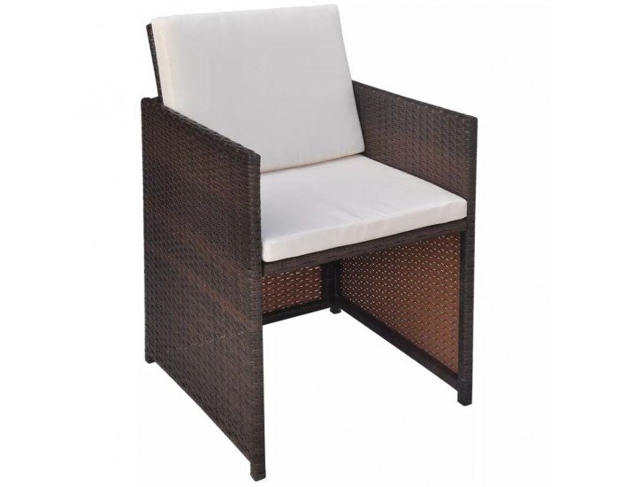 Sonata Градински комплект с възглавници, 11 части, кафяв полиратан -