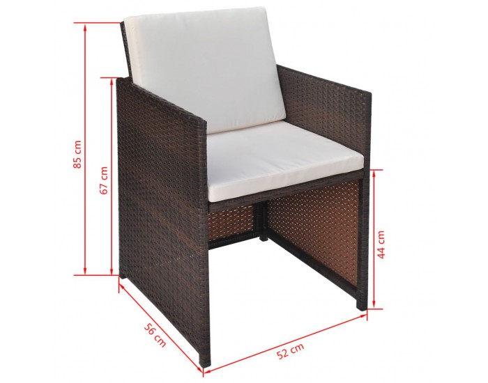 Sonata Градински комплект с възглавници, 11 части, кафяв полиратан -