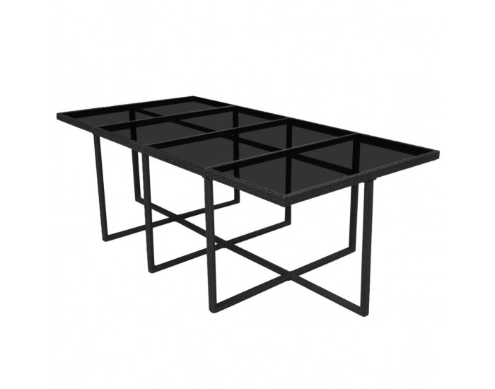 Sonata Градински комплект с възглавници, 13 части, черен полиратан -