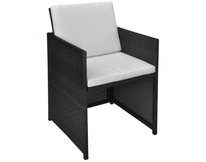 Sonata Градински комплект с възглавници, 13 части, черен полиратан -