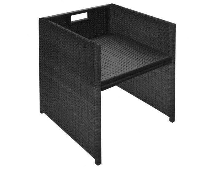 Sonata Градински комплект с възглавници, 13 части, черен полиратан -