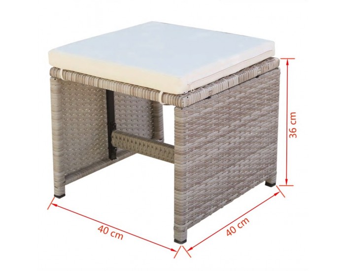 Sonata Градински комплект с възглавници, 9 части, бежов полиратан -