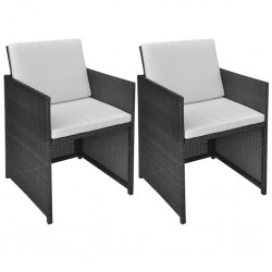 Sonata Градински столове с възглавници, 2 бр, полиратан, черни - Градински столове