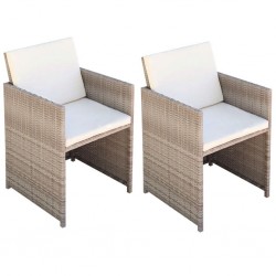 Sonata Градински столове с възглавници, 2 бр, полиратан, бежови - Градински столове