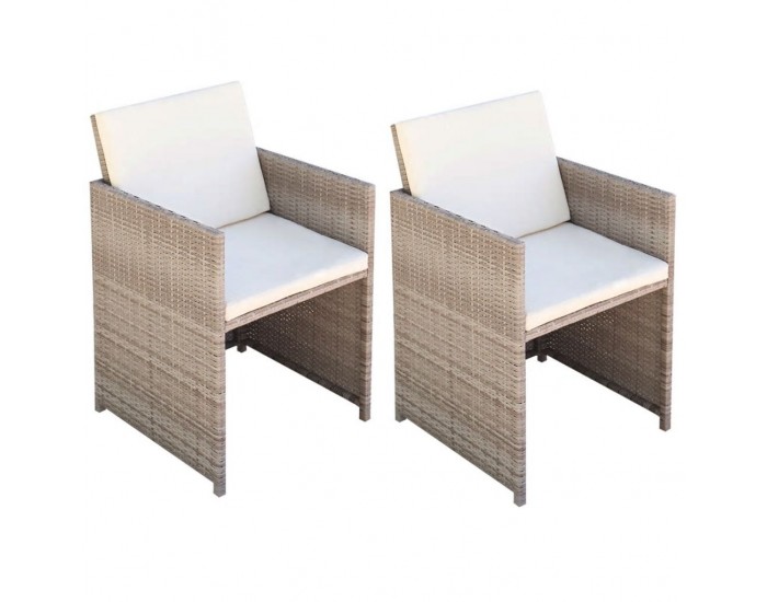 Sonata Градински столове с възглавници, 2 бр, полиратан, бежови -