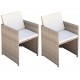 Sonata Градински столове с възглавници, 2 бр, полиратан, бежови -