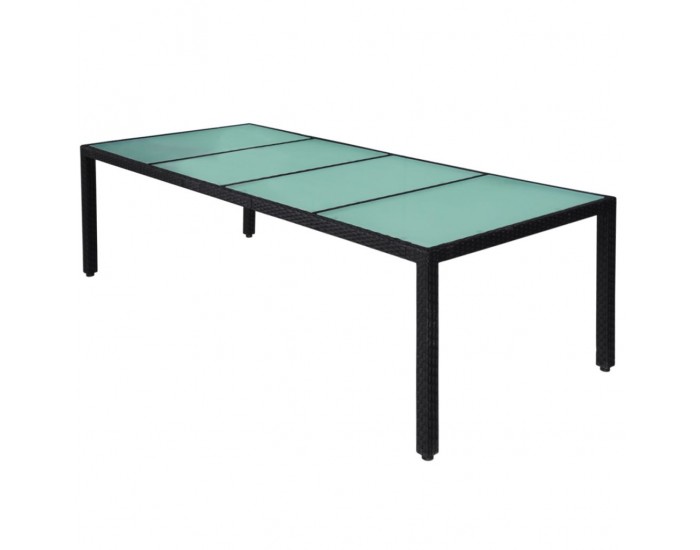 Sonata Градински комплект с възглавници, 11 части, черен полиратан -