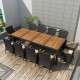 Sonata Градински комплект с възглавници, 11 части, черен полиратан -