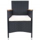 Sonata Градински столове с възглавници, 2 бр, полиратан, черни -