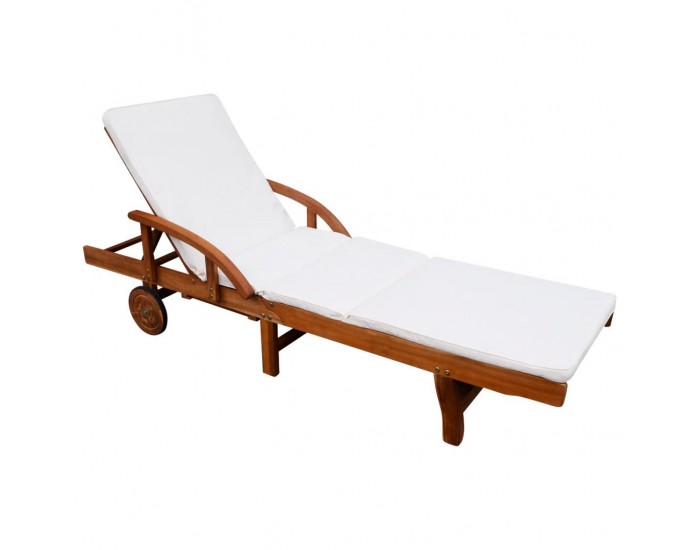 Sonata Шезлонг с възглавница, акациево дърво масив -