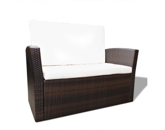 Sonata Градински комплект с възглавници, 4 части, кафяв полиратан -