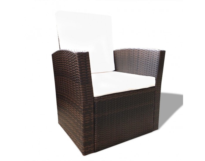 Sonata Градински комплект с възглавници, 4 части, кафяв полиратан -