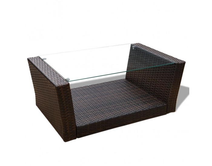 Sonata Градински комплект с възглавници, 4 части, кафяв полиратан -