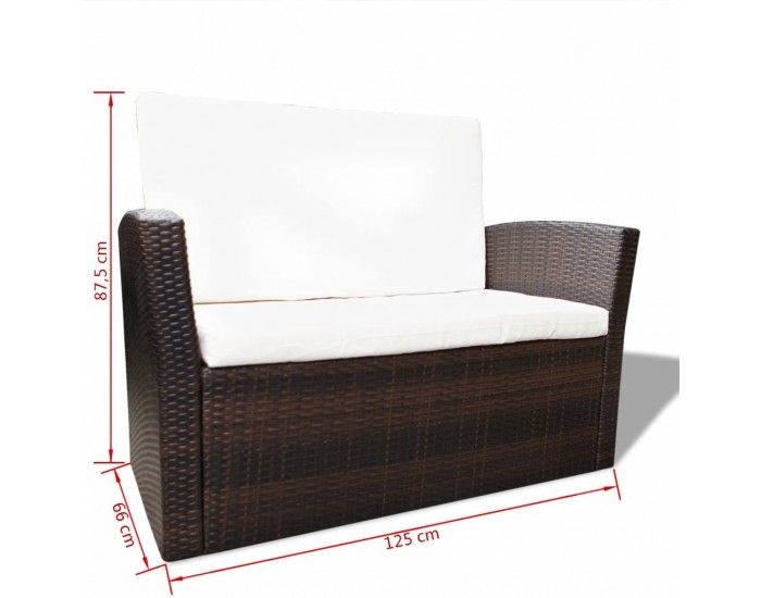 Sonata Градински комплект с възглавници, 4 части, кафяв полиратан -