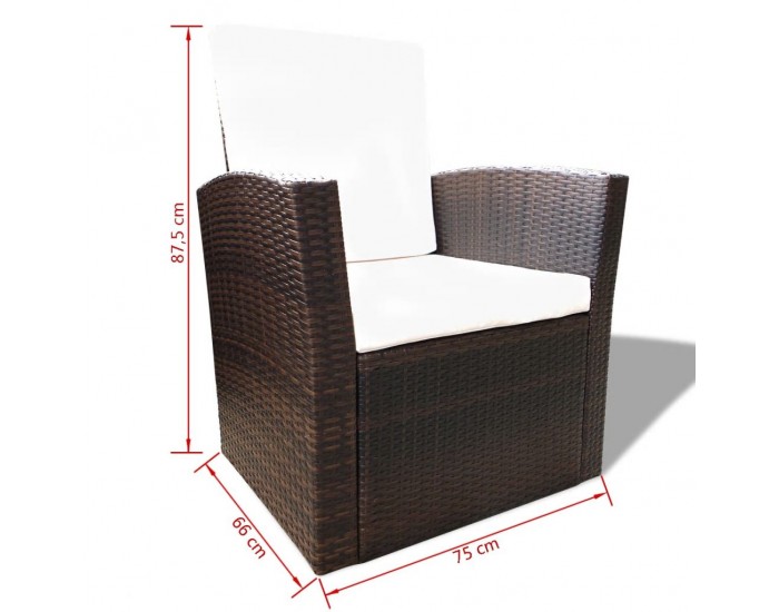 Sonata Градински комплект с възглавници, 4 части, кафяв полиратан -