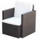 Sonata Градински стол с възглавници, полиратан, кафяв -