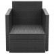 Sonata Градински стол с възглавници, полиратан, черен -
