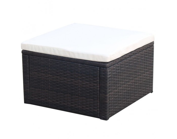 Sonata Табуретка за крака - отоманка, от полиратан, 53x53x30 cм, кафяв - Sonata Табуретка за крака - отоманка, от полиратан, 53x53x30 cм, кафяв -