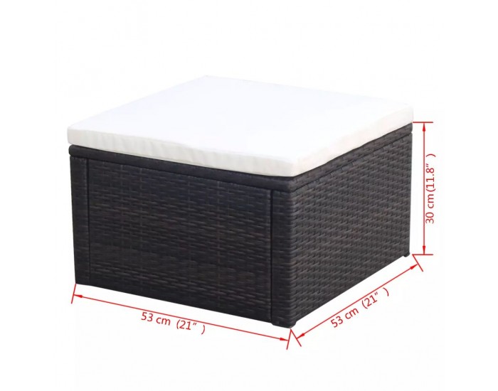 Sonata Табуретка за крака - отоманка, от полиратан, 53x53x30 cм, кафяв - Sonata Табуретка за крака - отоманка, от полиратан, 53x53x30 cм, кафяв -