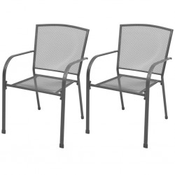 Sonata Стифиращи градински столове, 2 бр, стомана, сиви - Градински столове