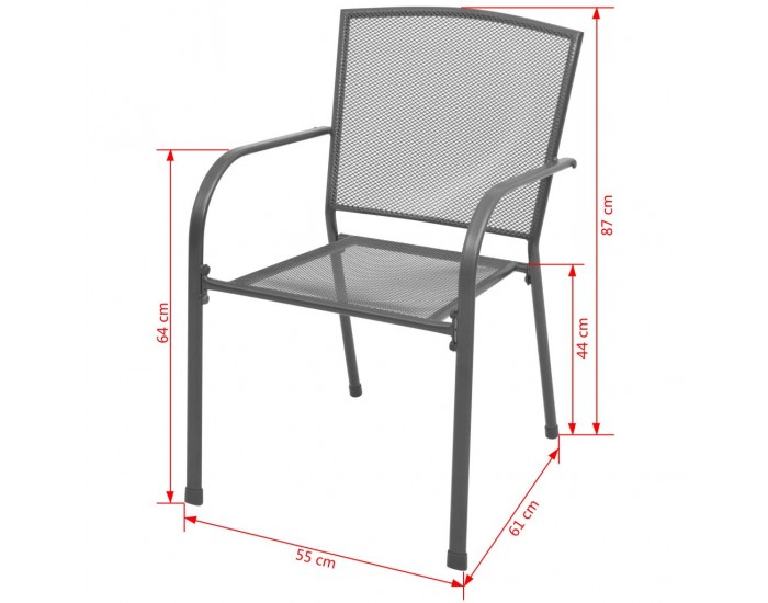 Sonata Стифиращи градински столове, 2 бр, стомана, сиви -