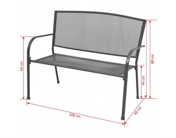 Sonata Градинска пейка, 108 см, стомана и мрежа, антрацит -