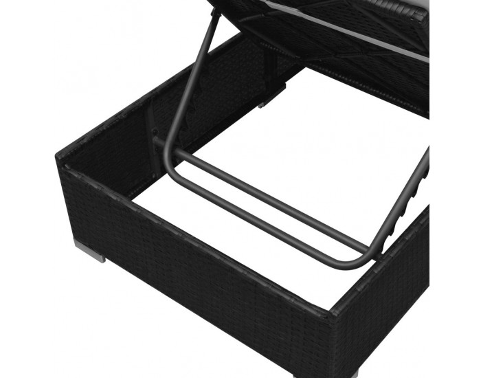 Sonata Градински комплект с възглавници, 3 части, черен полиратан -
