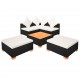 Sonata Градински комплект с възглавници, 6 части, черен полиратан -