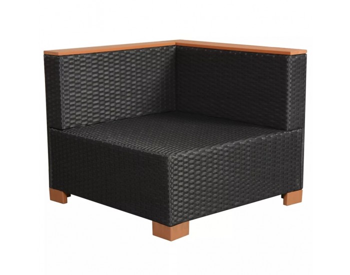 Sonata Градински комплект с възглавници, 7 части, черен полиратан -