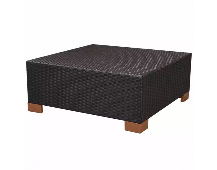 Sonata Градински комплект с възглавници, 7 части, черен полиратан -