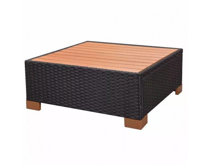 Sonata Градински комплект с възглавници, 7 части, черен полиратан -