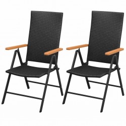 Sonata Стифиращи градински столове, 2 бр, полиратан, черни - Градински столове