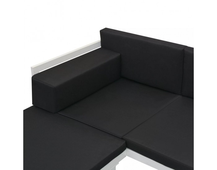 Sonata Градински комплект с възглавници, 4 части, алуминий, черен -