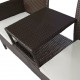Sonata Градинска мека мебел с маса за чай, кафяв полиратан -