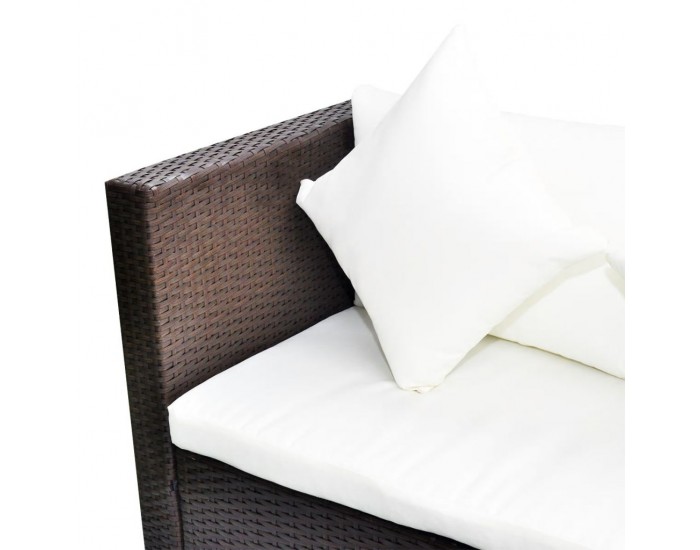 Sonata Градински комплект с възглавници, 4 части, кафяв полиратан -