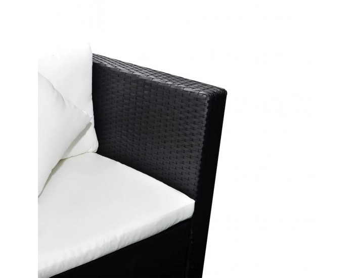 Sonata Градински комплект с възглавници, 4 части, черен полиратан -
